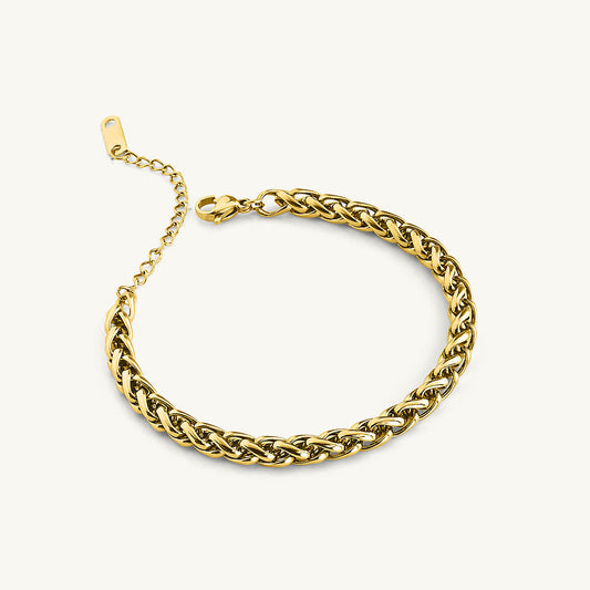 Gold Braided Chain Bracelet