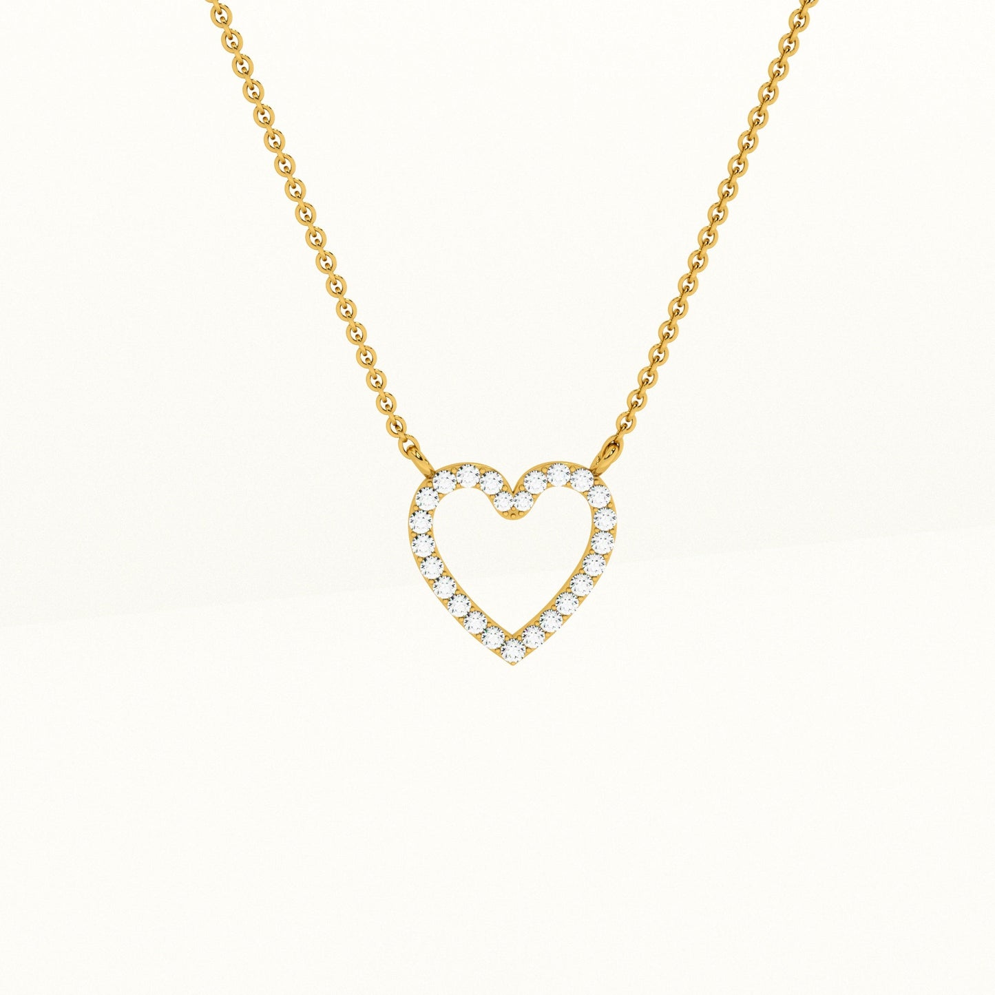 Pure Heart Lab Grown Diamond ~ 14k Gold Pendant with Chain