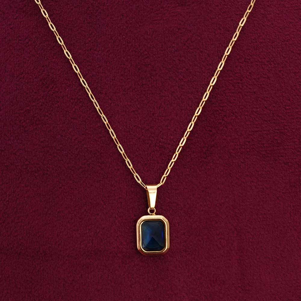 Everyday Exquisite Blue Stone Gold Necklace